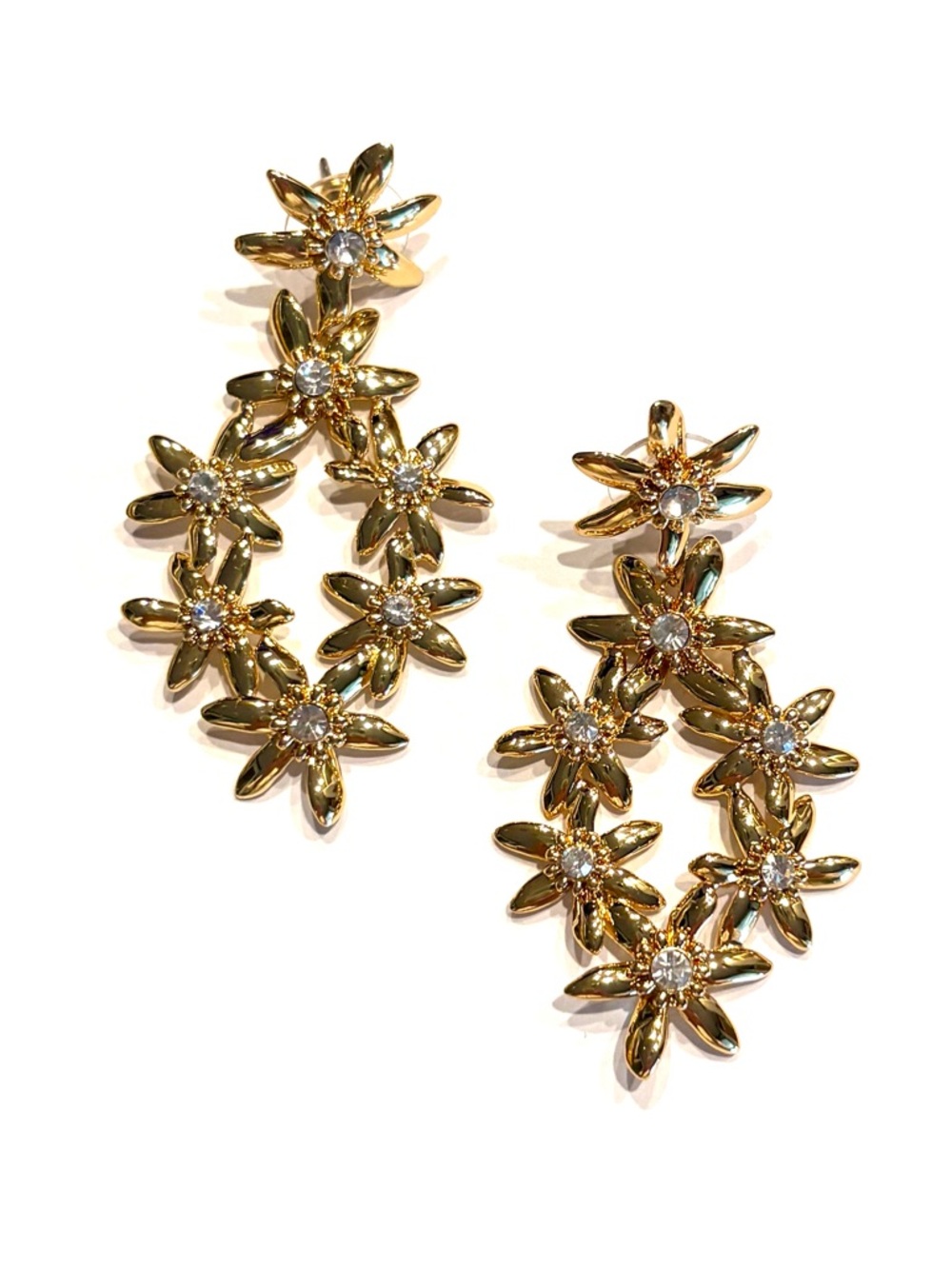 Mignonne Gavigan Elena Lux Flower Earrings in 14K Gold Plate with Crystals - Picture 12 of 12